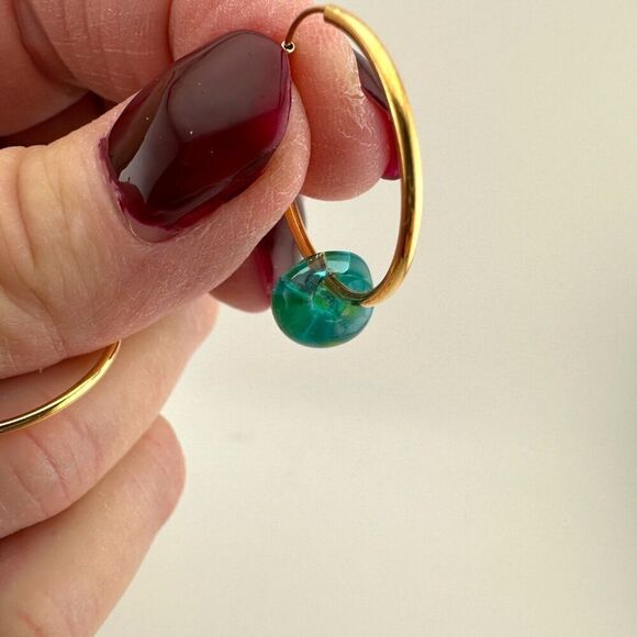 Waterlily Teardrop Endless Hoop Earrings Gold Plated - Picture 9 of 10